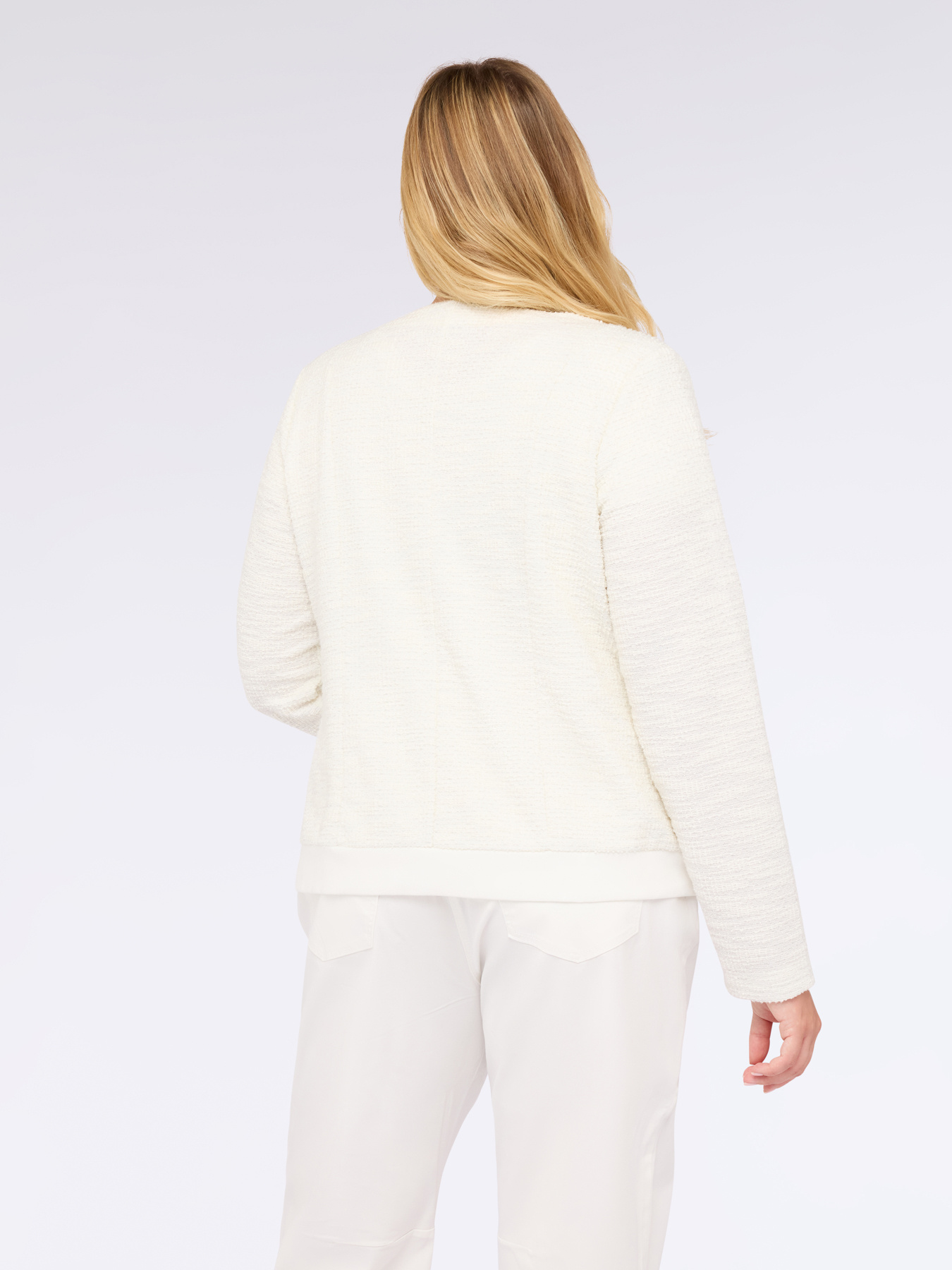 Boucl&eacute; knit sweatshirt jacket with chains image number 1