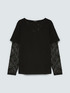 T-shirt con maniche e scollo in pizzo image number 4