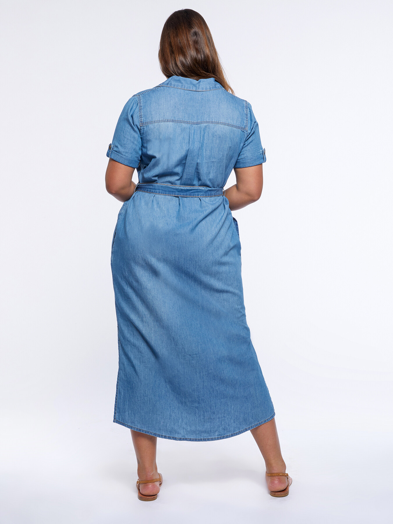Langes Kleid aus Chambray image number 1