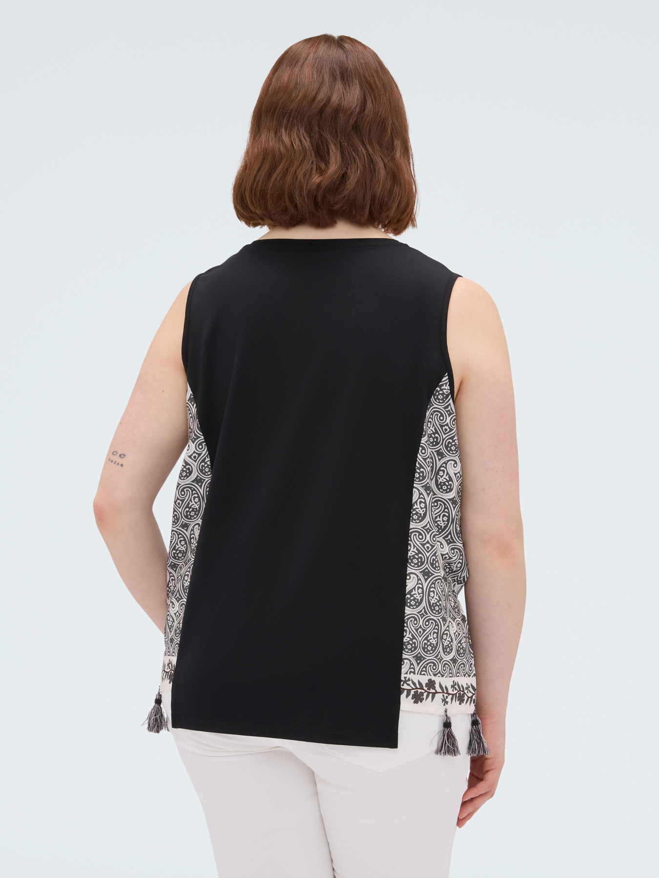 Two-tone top with tassels image number 1