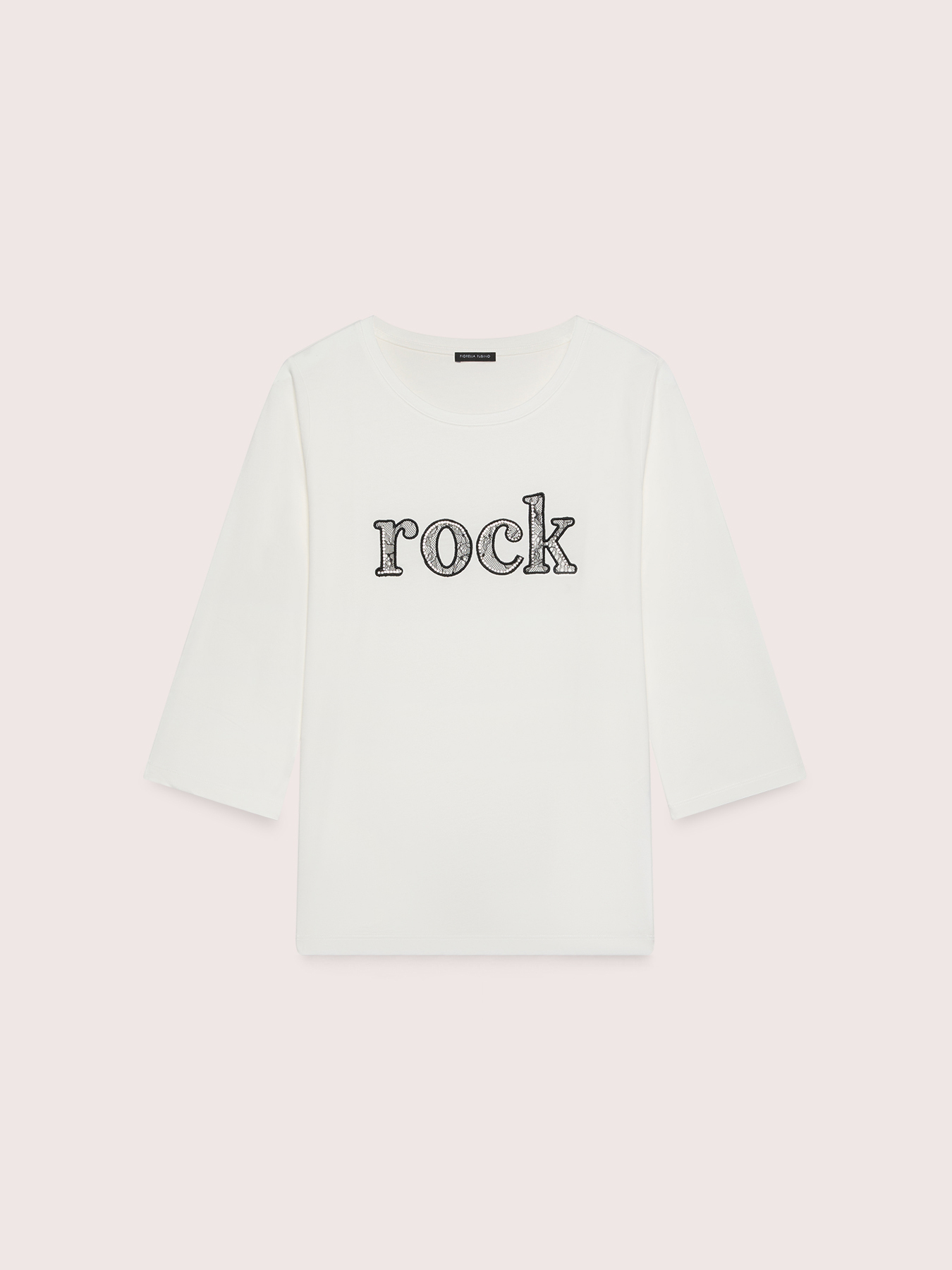 Cotton T-shirt with lace lettering image number 0
