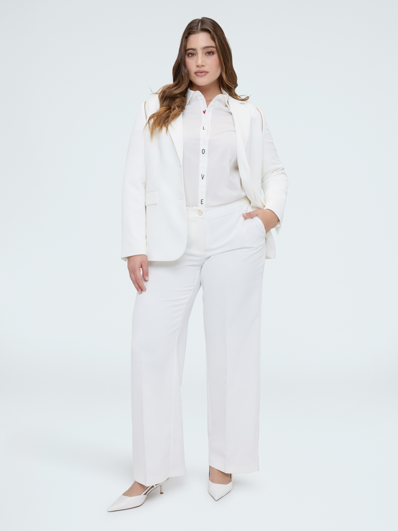 Pantalones Wide Leg en tejido fluido stretch image number 0