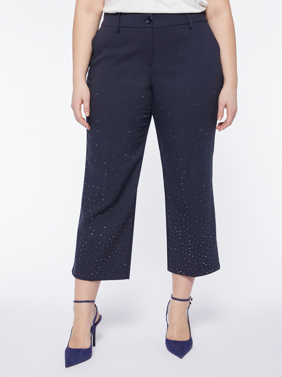Fiorella Rubino - Pantaloni dritti cropped Donna, Blu Taglia: 47 (56 IT)