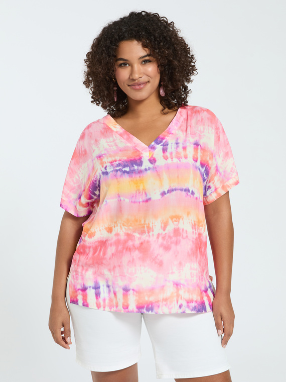 Tie-dye viscose blouse
