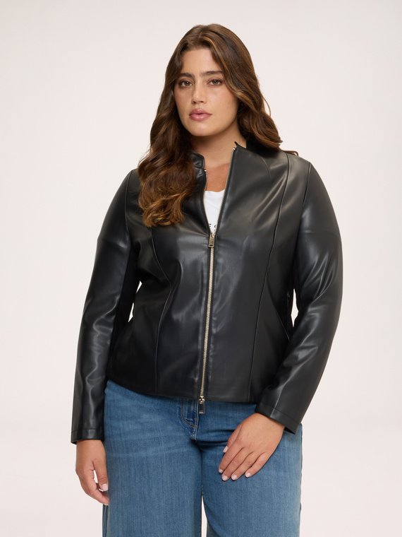 Giacca biker con collo alla coreana
