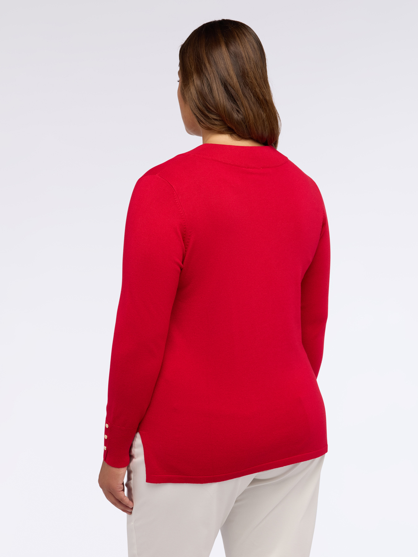 V-neck sweater with buttons on the cuffs image number 1