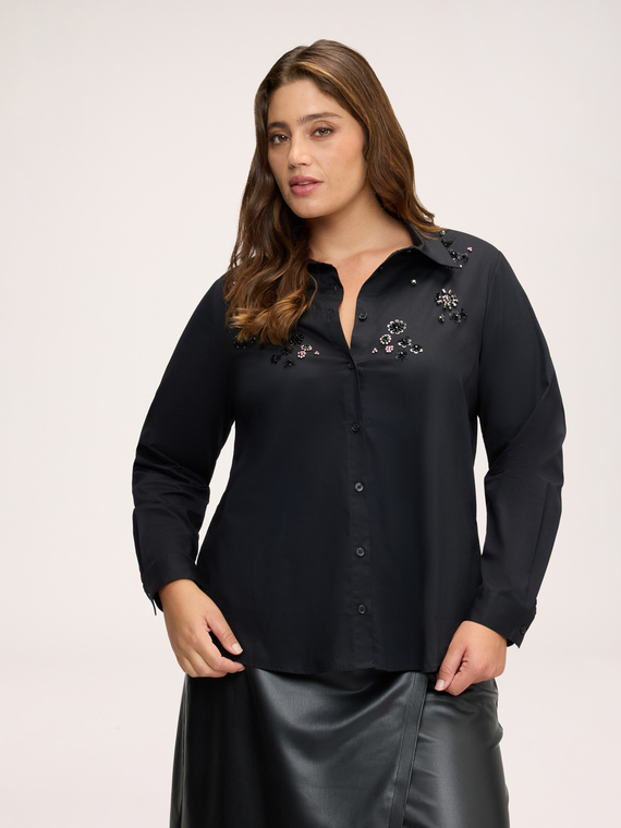 Chemise en coton avec applications bijoux