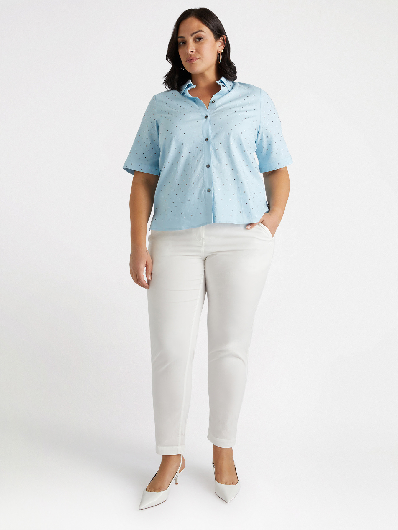 Pantaloni in cotone e lyocell stretch image number 3