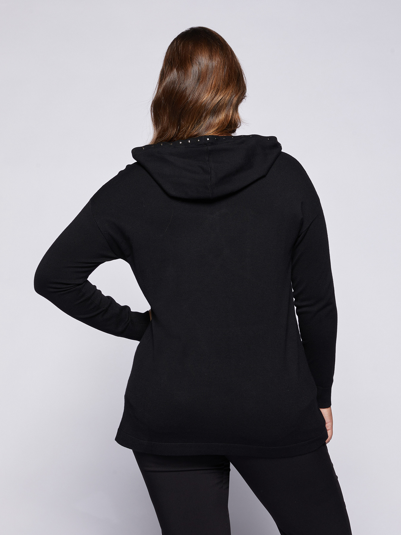 Sweater with hood and studs image number 1