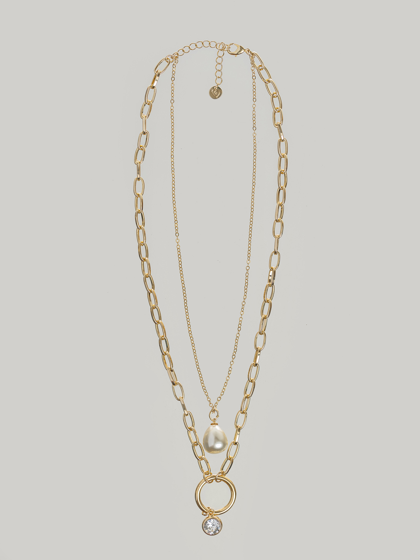 Doppelreihige Kette in Kettenform mit Perlen image number 1