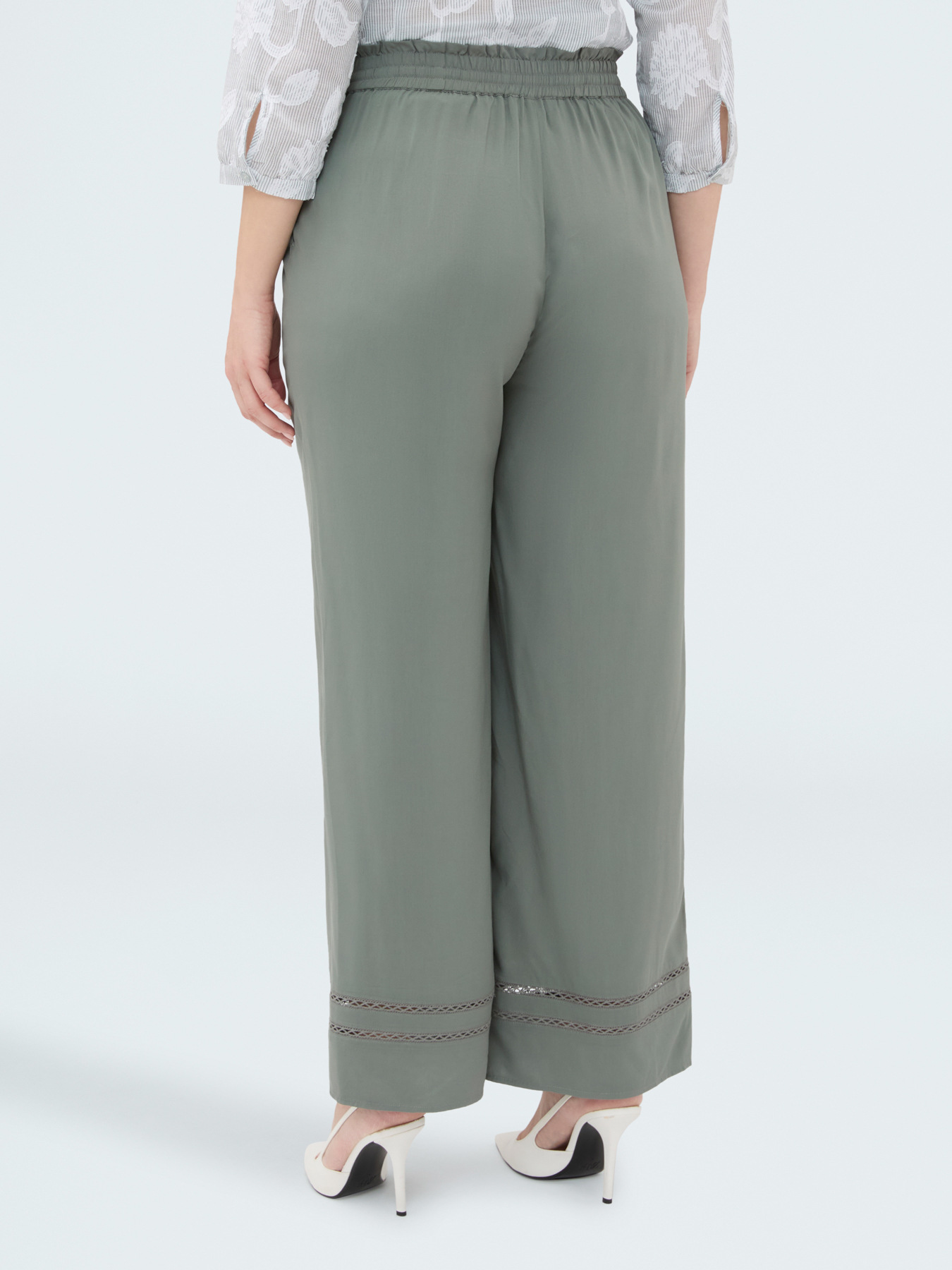 Pantaloni Wide Leg con dettaglio ajour image number 1