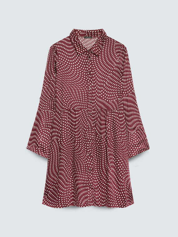 Kurzes Chemisierkleid aus Musselin mit Print