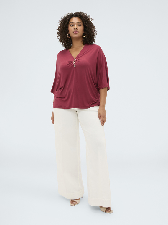 Viscose t-shirt with decorative detail