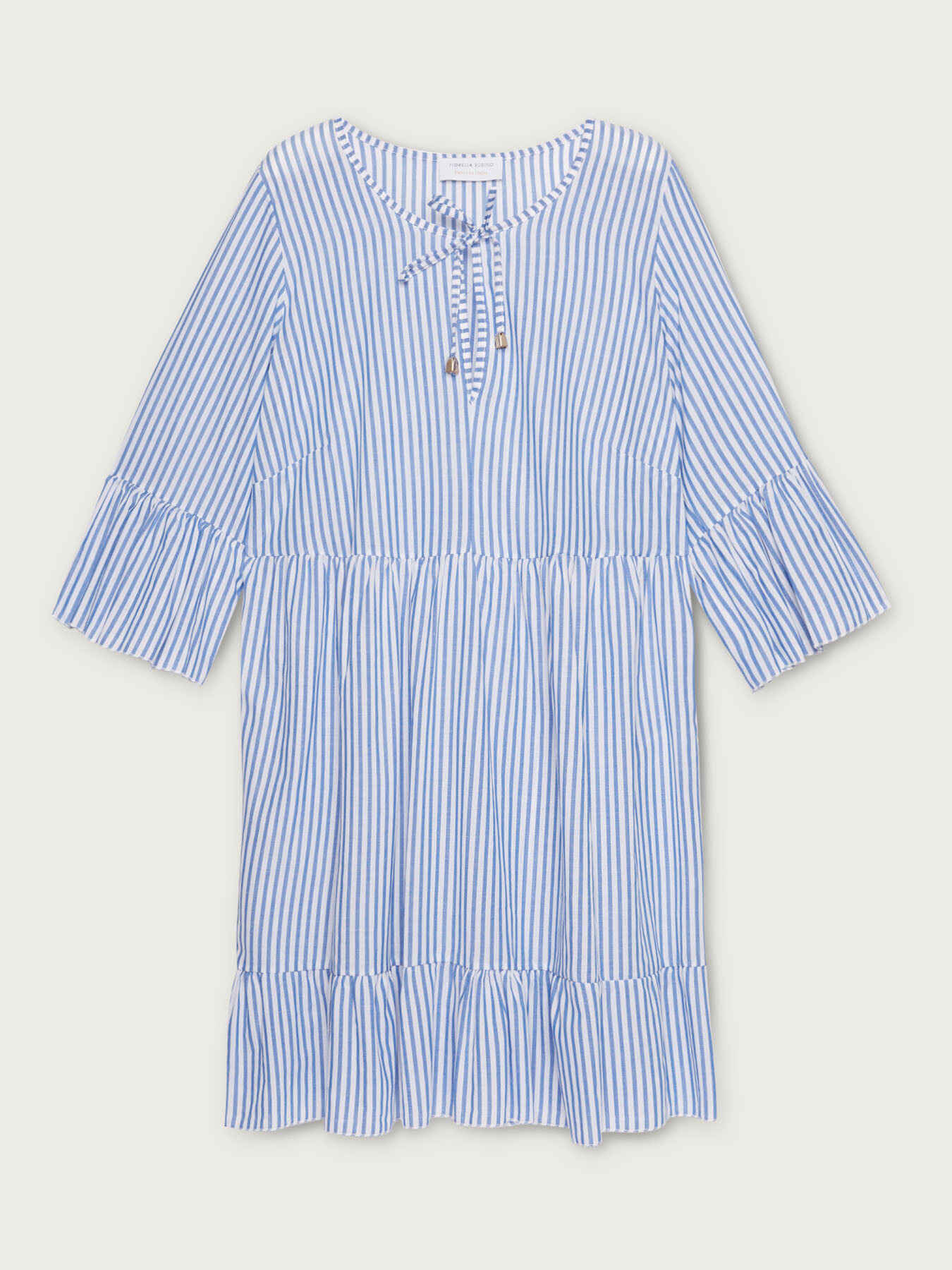 Blusa lunga rigata con balze image number 5