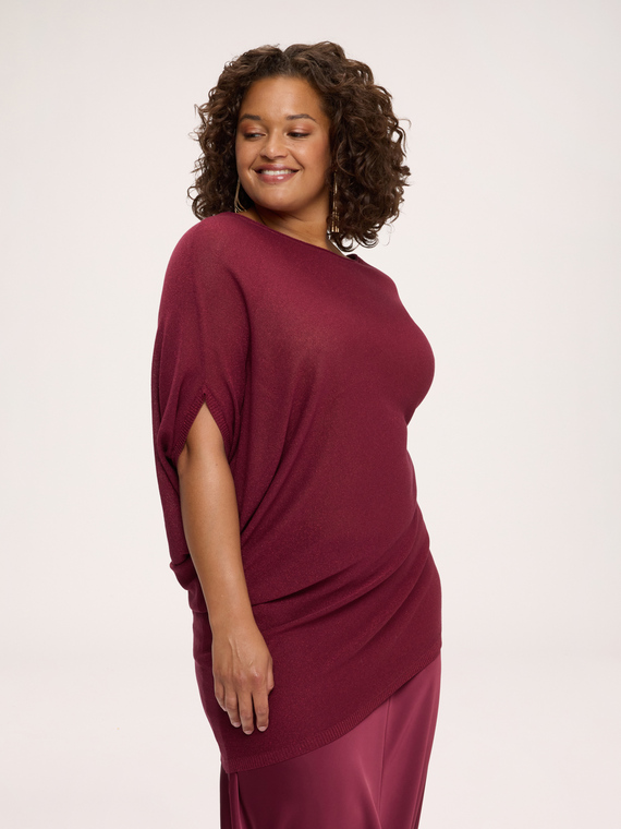 Asymmetric lurex effect viscose blend sweater