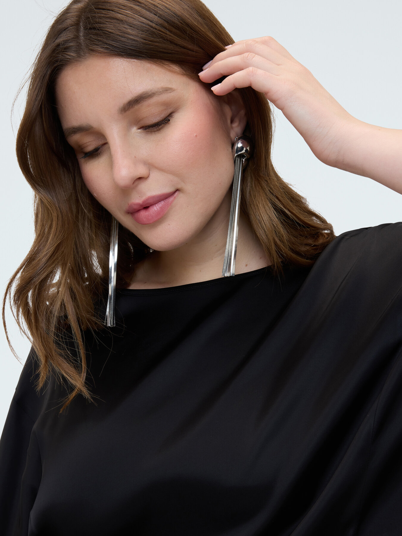 Satin blouse with boat neckline image number 3