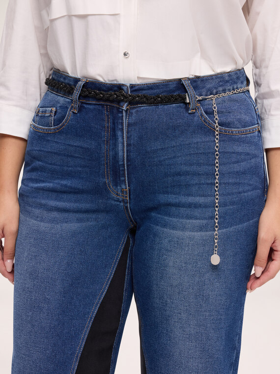 Woven belt with rhinestone embellishments