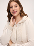 Open cardigan with hood and cable knit image number 3