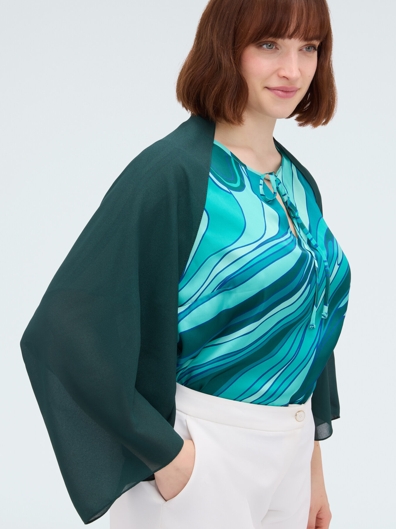 Georgette shrug with asymmetric cut image number 4