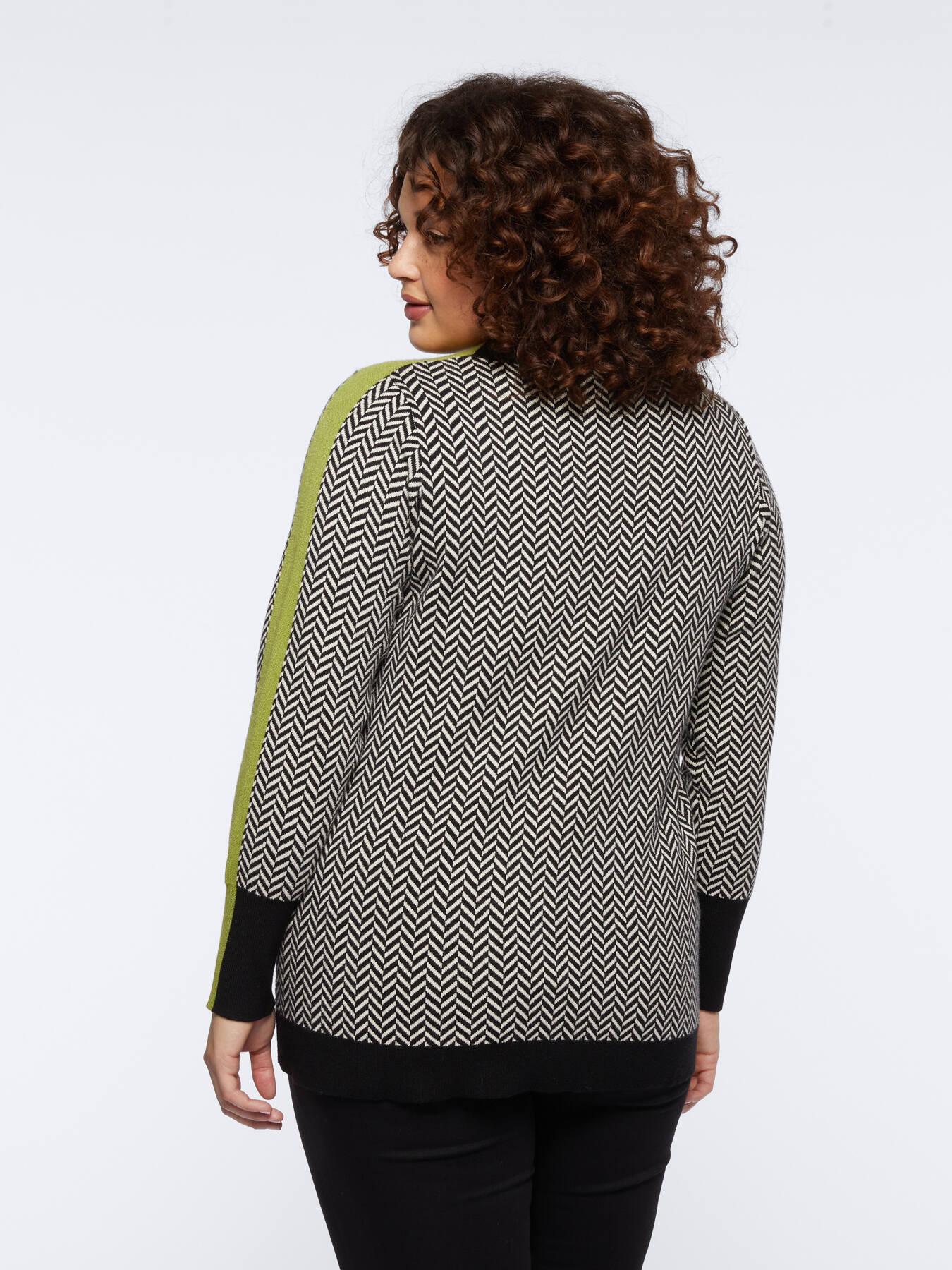 Pull jacquard avec bords verts image number 1