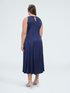 Sleeveless long dress in viscose satin image number 1