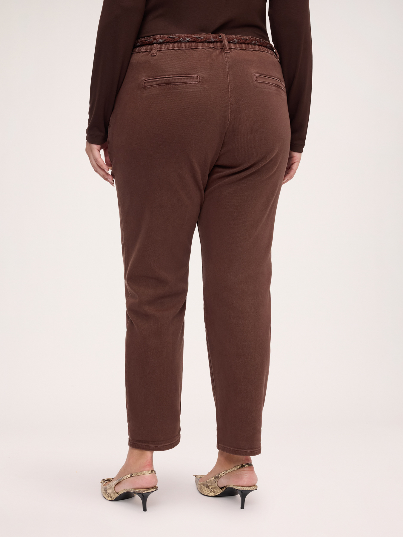 Cotton-blend chino trousers with belt image number 1