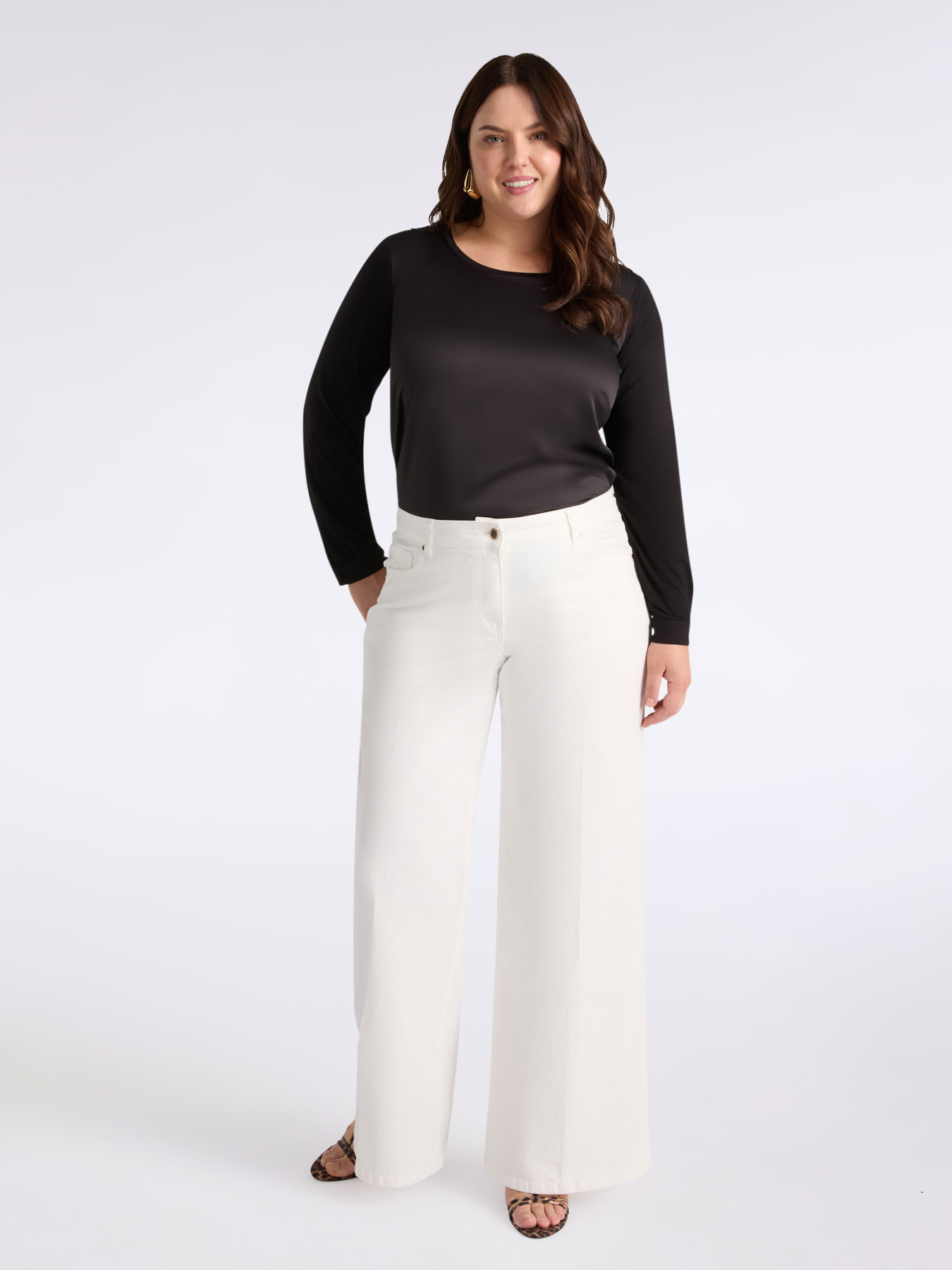 Long-sleeved satin and jersey T-shirt image number 3