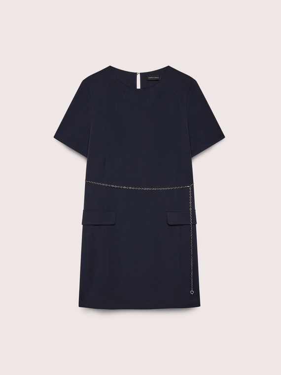 Short A-line dress in Milano stitch with pockets