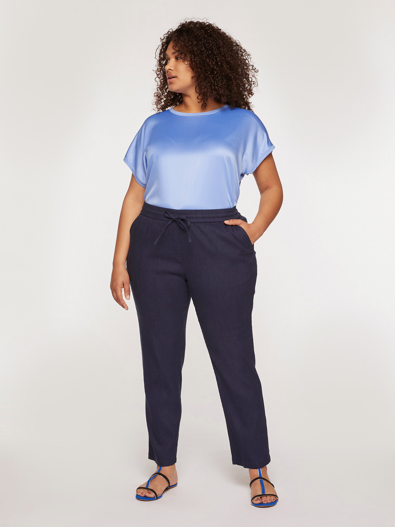 Linen/viscose joggers image number 0