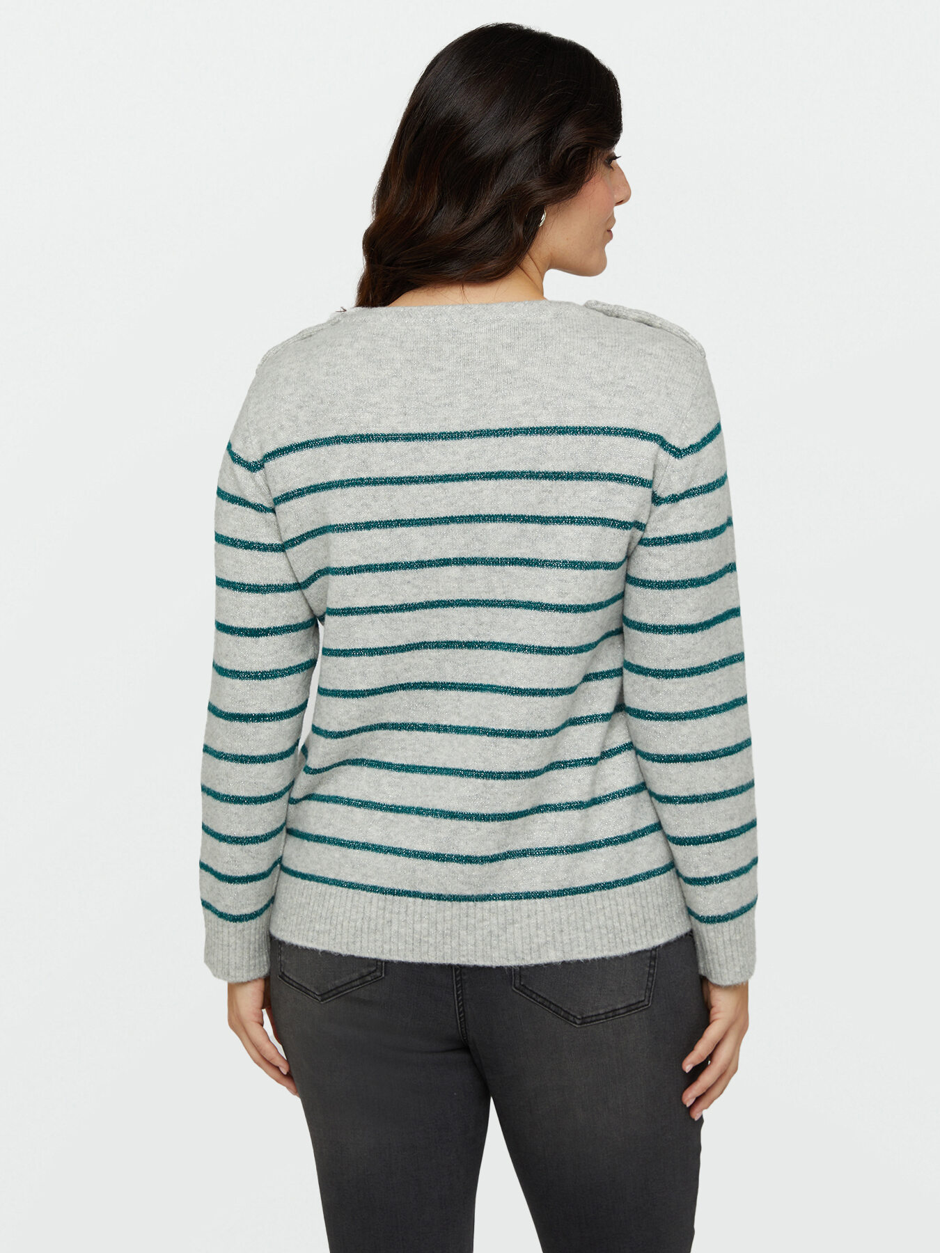 Striped sweater with buttons on the shoulders image number 1