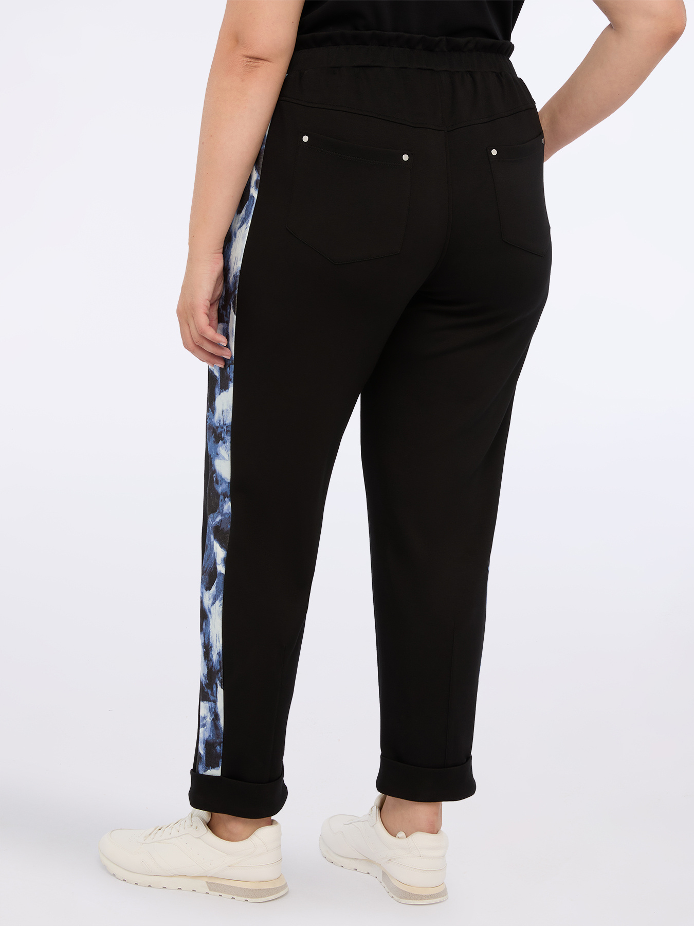 Balloon pants in scuba fabric with side stripes image number 1