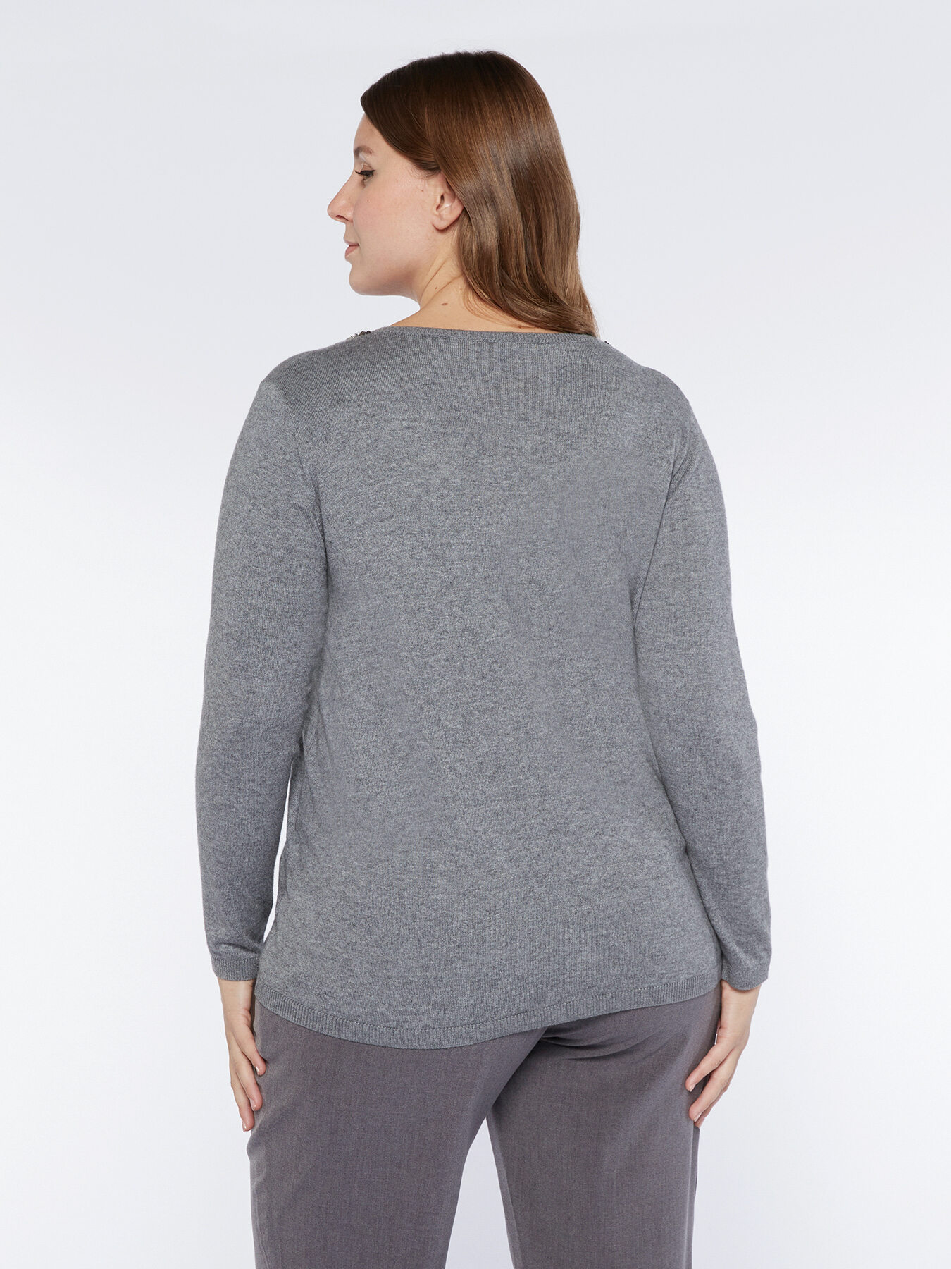 Camiseta con mezcla de cachemir con bordado image number 1