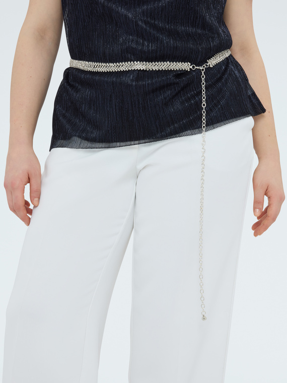 Chain belt with crystal embellishments