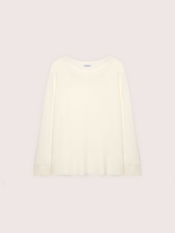 Viscose blend sweater with boat neckline
