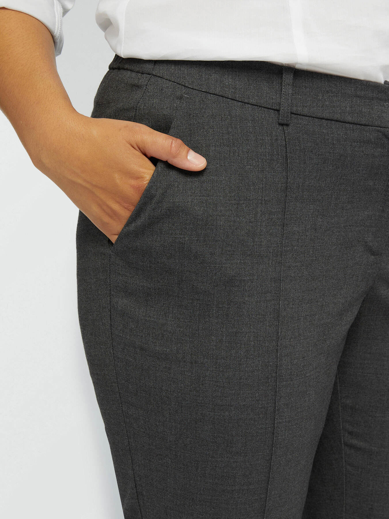 Grey m&eacute;lange straight-leg trousers image number 3