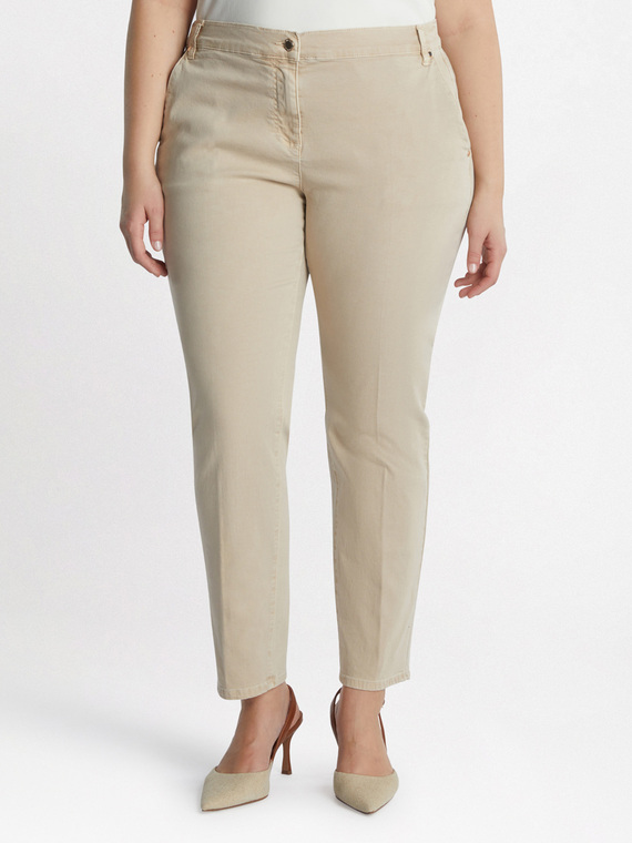 Fiorella Rubino - Pantaloni chino in cotone stretch Donna, Beige Taglia: 41 (50 IT)