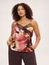 Floral print top in satin and lace image number 0
