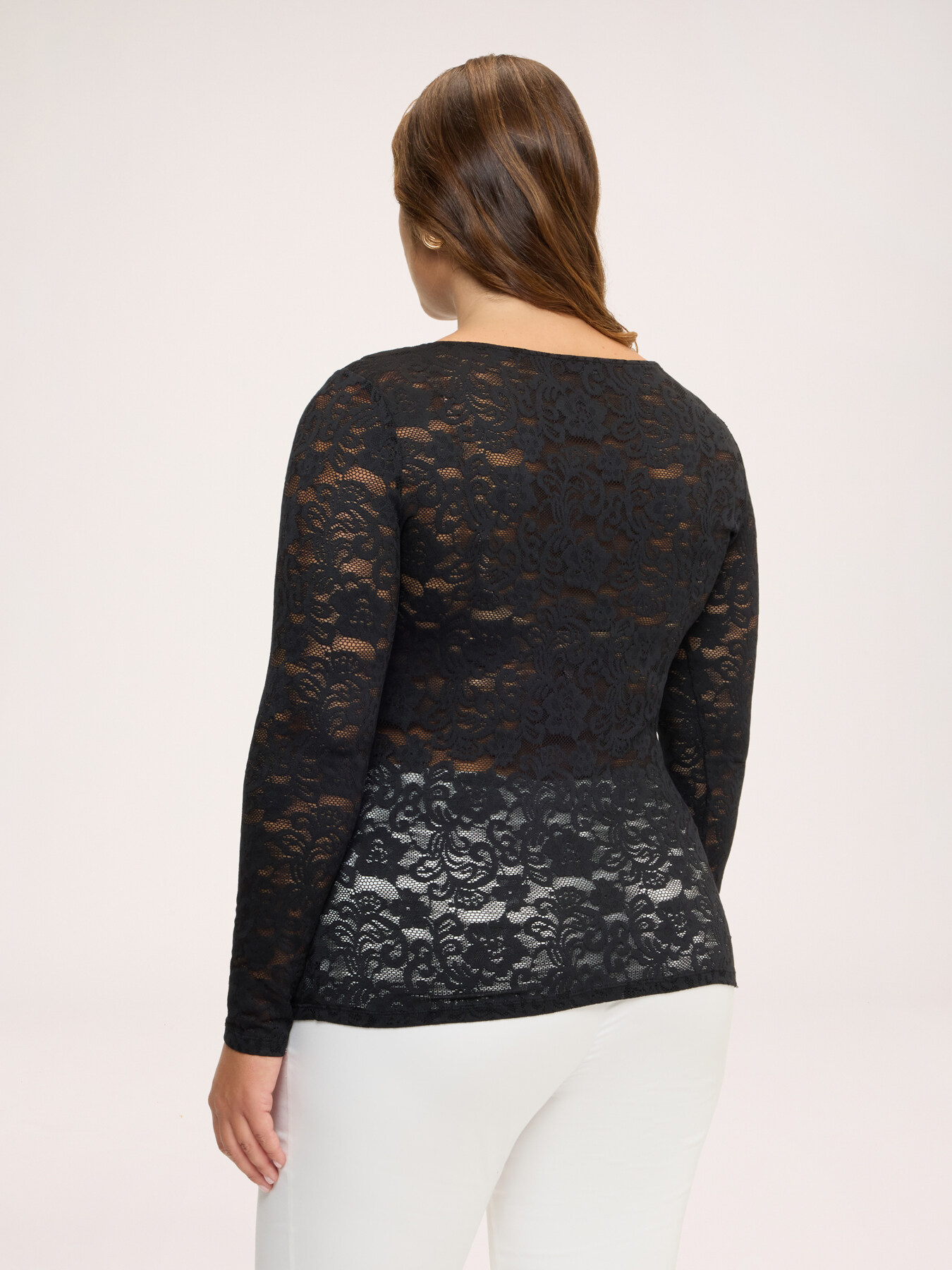 T-shirt a maniche lunghe in pizzo image number 1