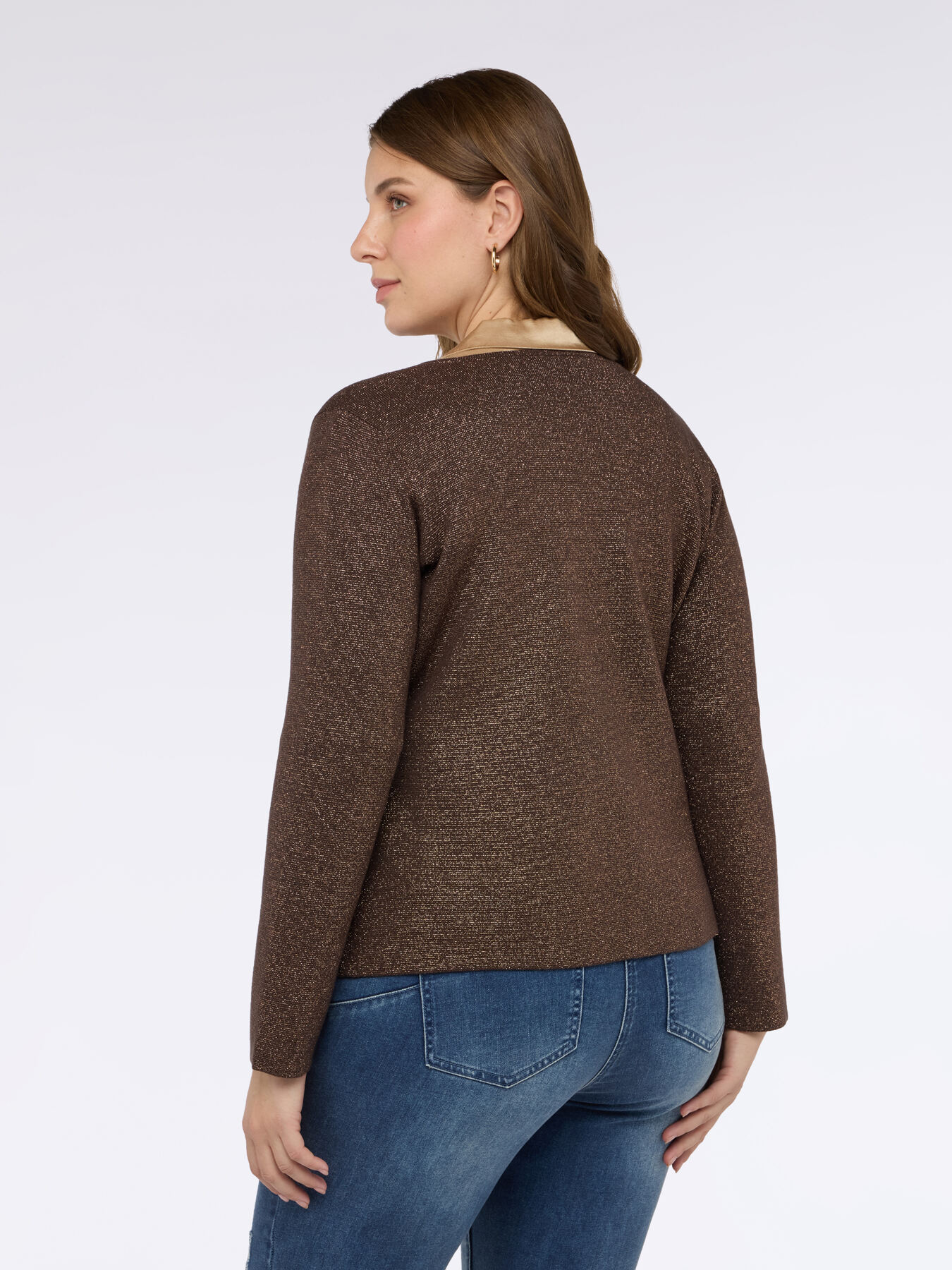 Asymmetrical laminated effect cardigan image number 2