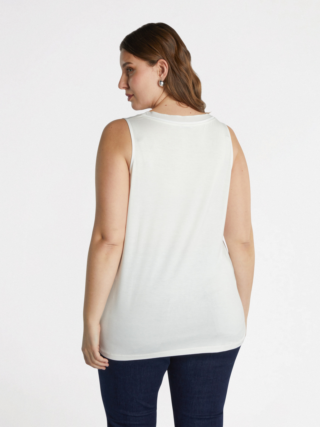 Top in due tessuti con scollo a V image number 1