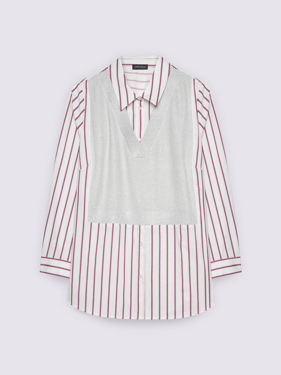 Camicia bimaterica con gilet sovrapposto