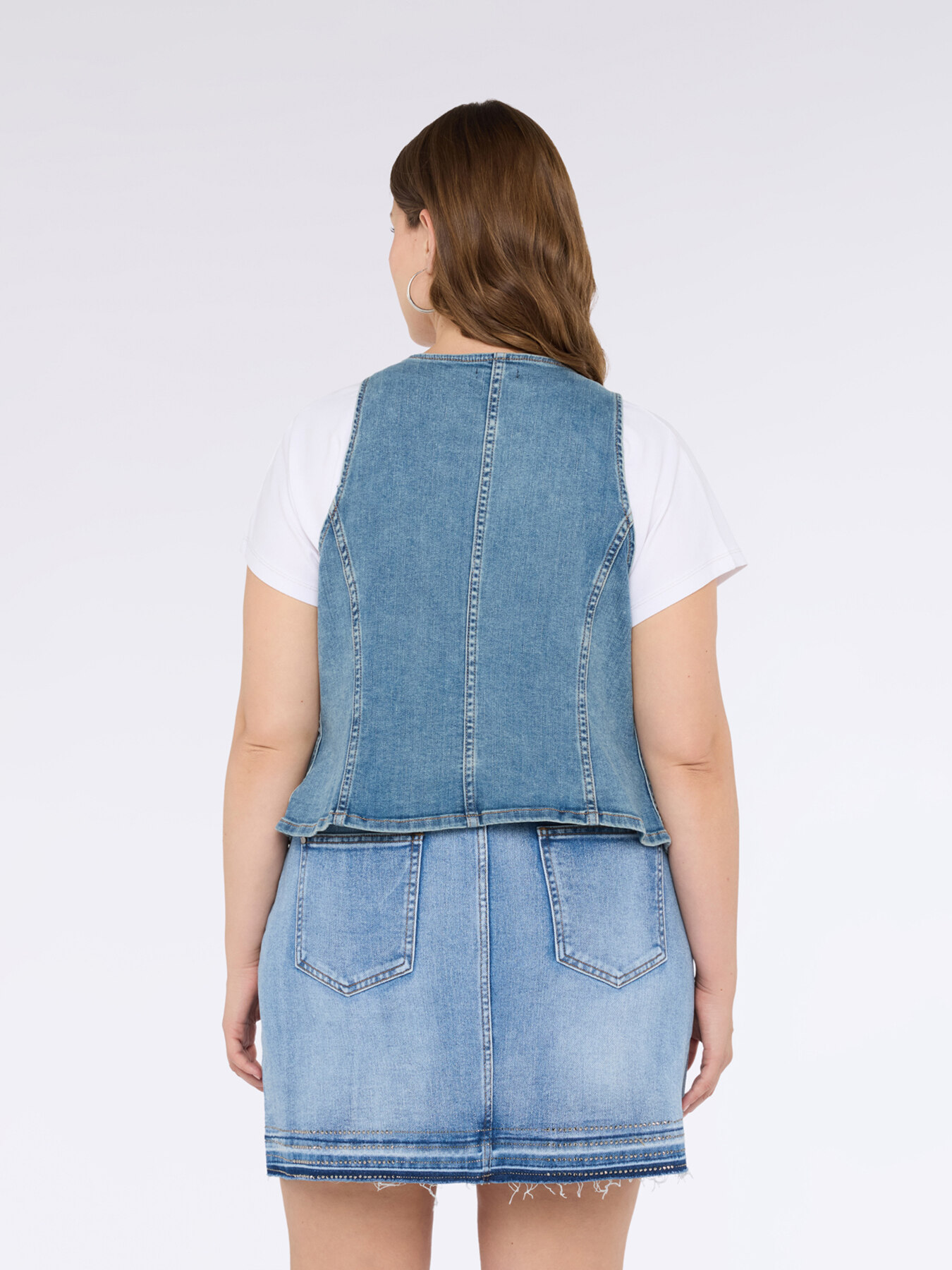 Denim vest with luminous appliqu&eacute;s image number 2