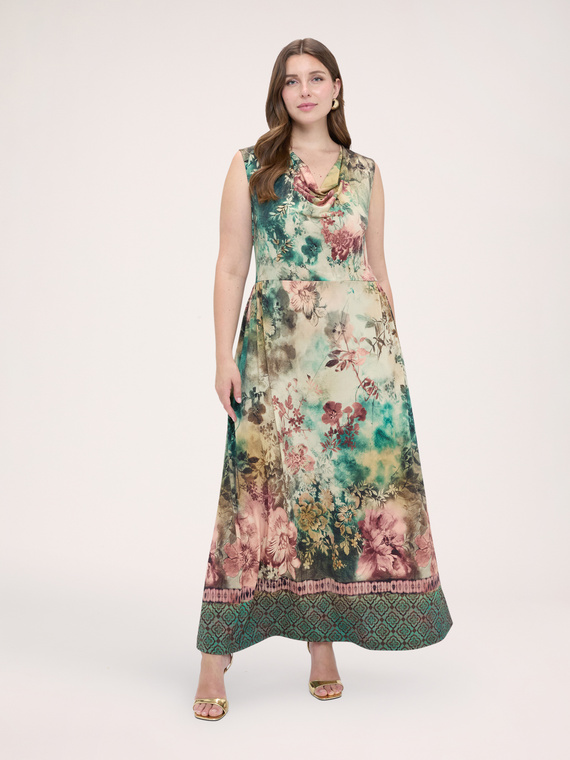 Langes ausgestelltes Kleid mit Print