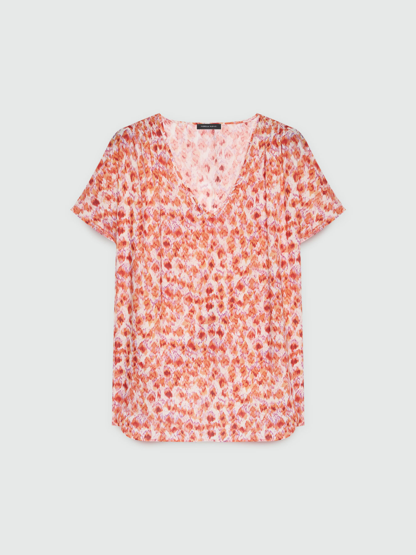 Blouse imprim&eacute;e &agrave; col en V image number 4