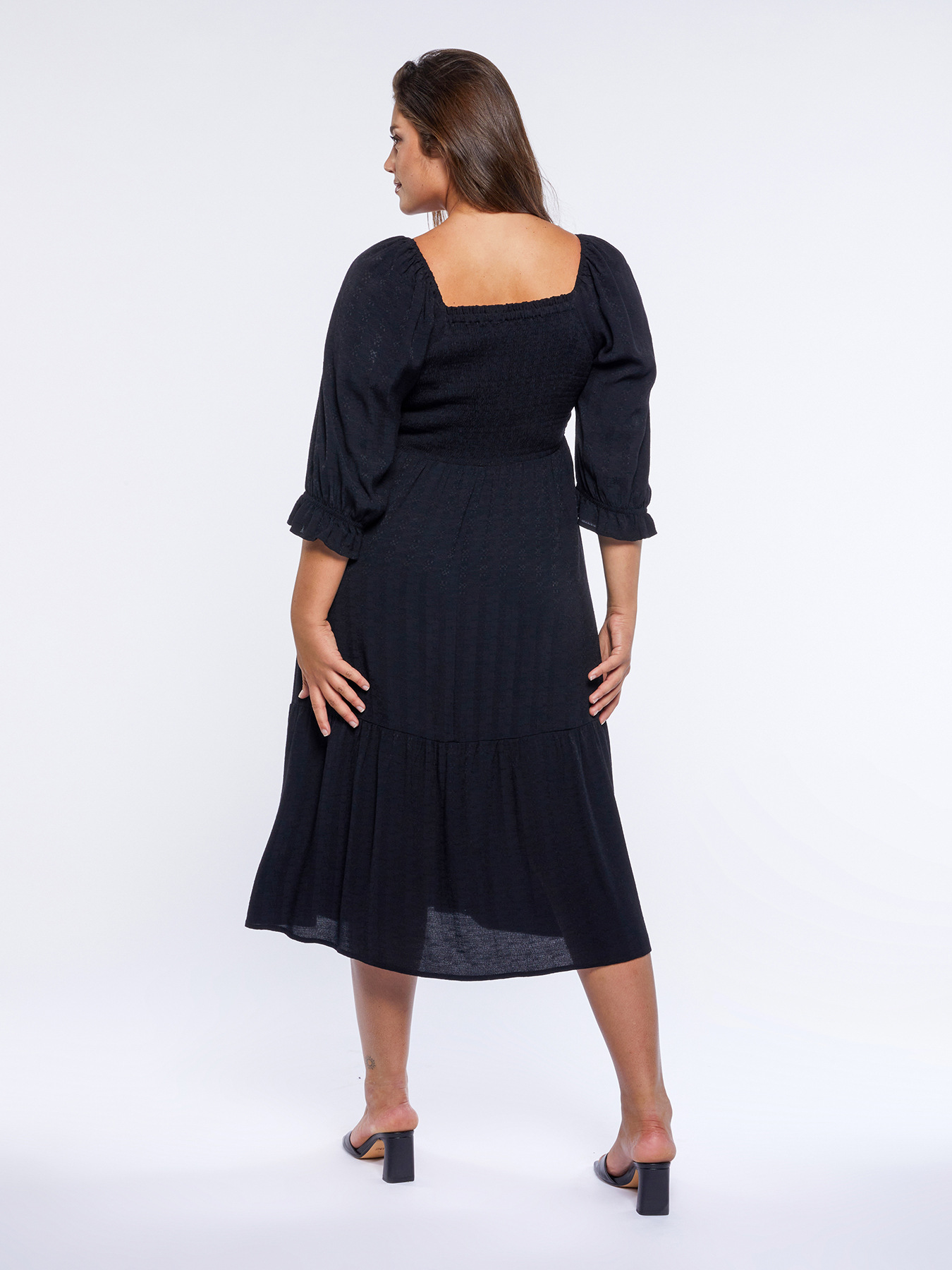 Long dress with elasticated bodice image number 1