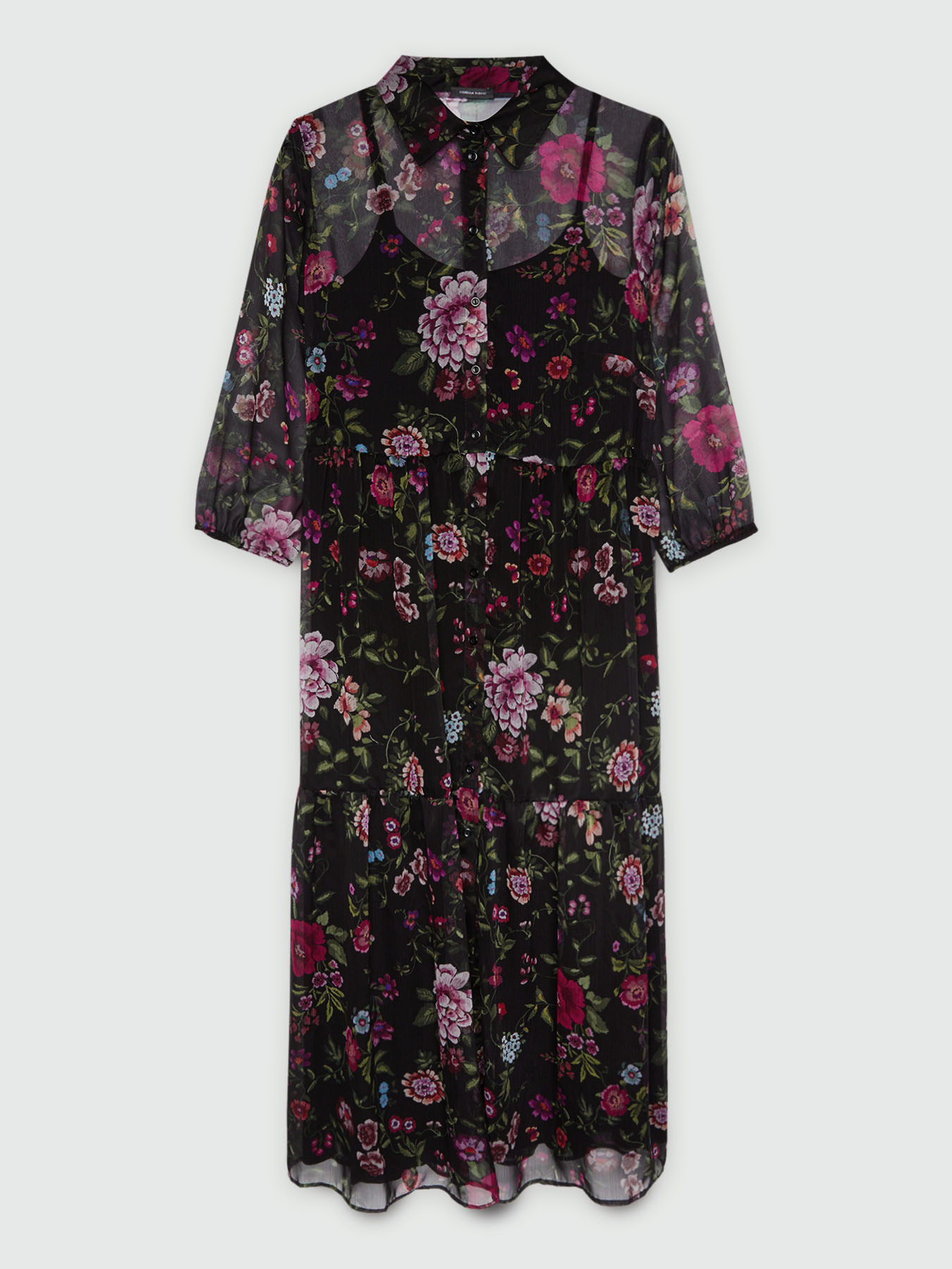 Long floral chemisier dress image number 5