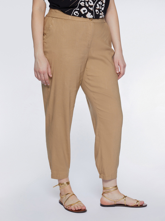 Straight-leg linen and viscose trousers