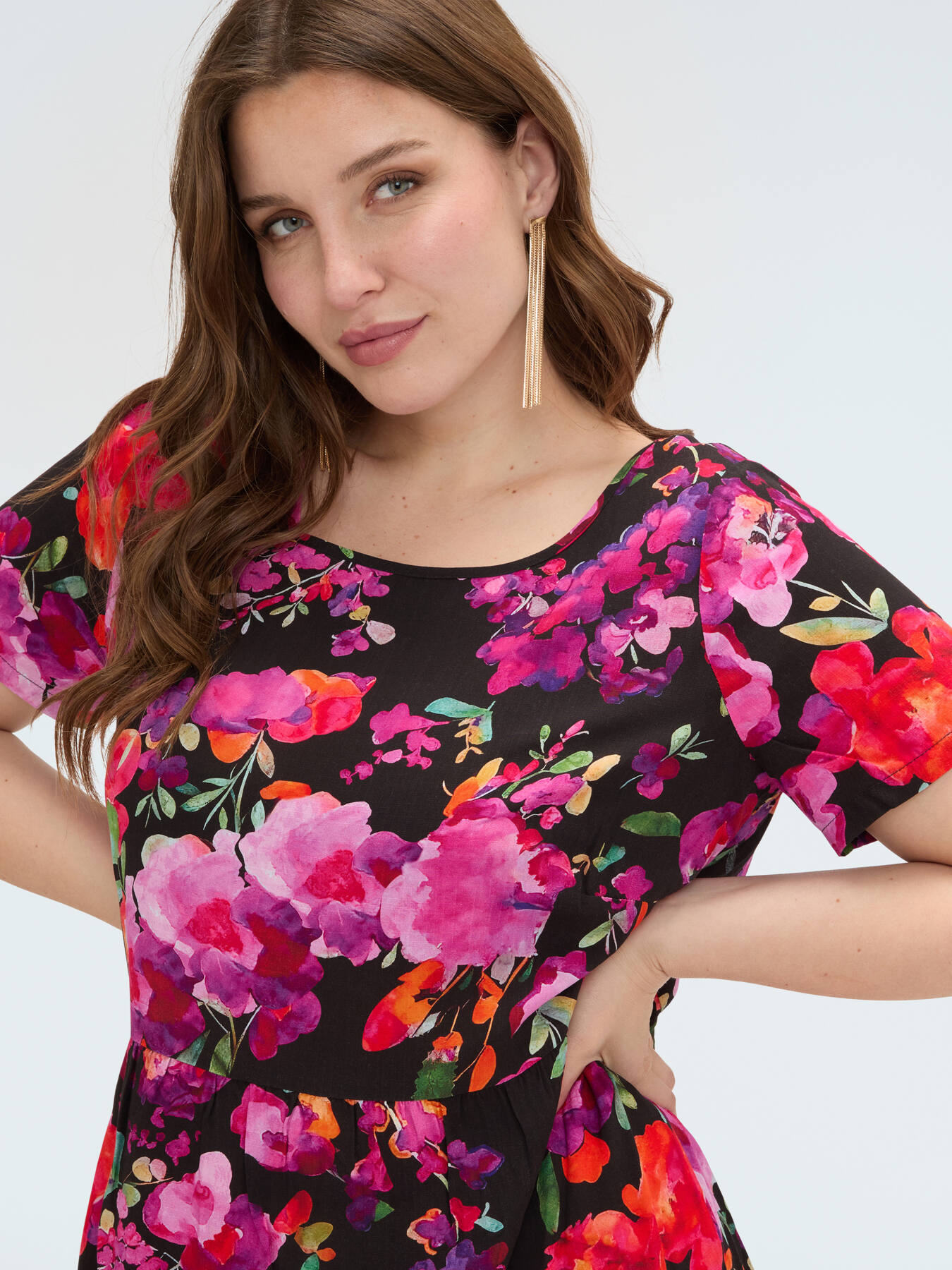 Robe &agrave; fleurs en viscose image number 1