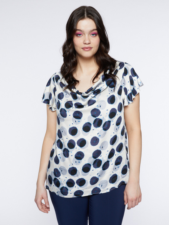 Fiorella Rubino - Top a pois Donna, Blu Taglia: 41 (50 IT)