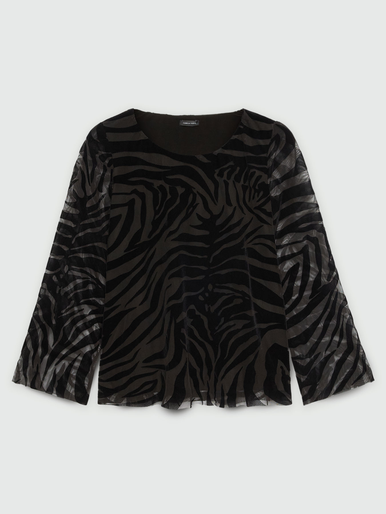 Zebra striped devor&eacute; tulle t-shirt image number 4